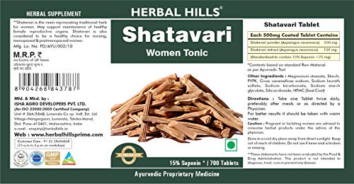 Herbal Hills Shatavari Tablets (Asparagus racemosus) (700 Tablets (Pack of 5))