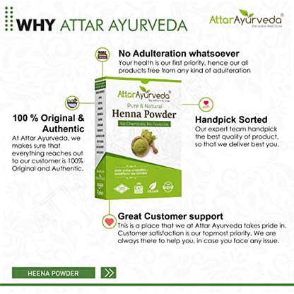Attar Ayurveda Natural Henna powder for hair Colour and Growth (200 gm)