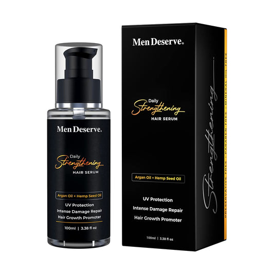 Men Deserve - Daily Strengthening Hair Serum (100ml) | Hair Serum For Straightening Enriched with Arr Men With UV Protection and Intense Damage Repair