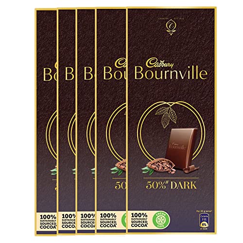 Cadbury Bournville Rich Cocoa Dark Chocolate Bar, 80 gm (Pack of 5)