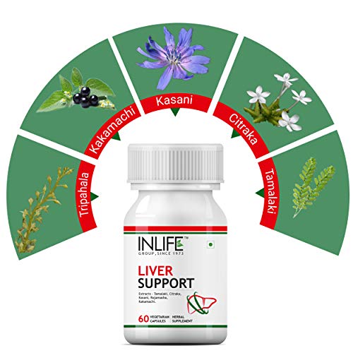 Inlife Liver Care/Cleanse Support Active Formula & Detoxifier, Ayurvedic Herbs 500 mg - 60 Vegetarian Capsules