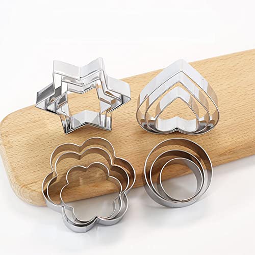 SYGA 12 Pieces Cookie Cutter Stainless Steel Cookie Cutter with Different Shape