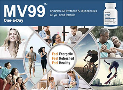 Trexgenics MV99 Multivitamin One-a-day Easy On Stomach with Multiminerals & Micronutrients for Men & Women (60 Veg Capsules)