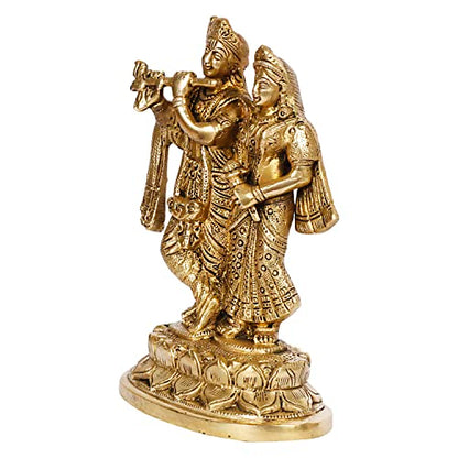 ARTVARKO™ Brass Radha Krishna Statue - Radha Krishan Idol Showpiece Figurine for Home Office Temple Pooja Decor Gift 7 Inch