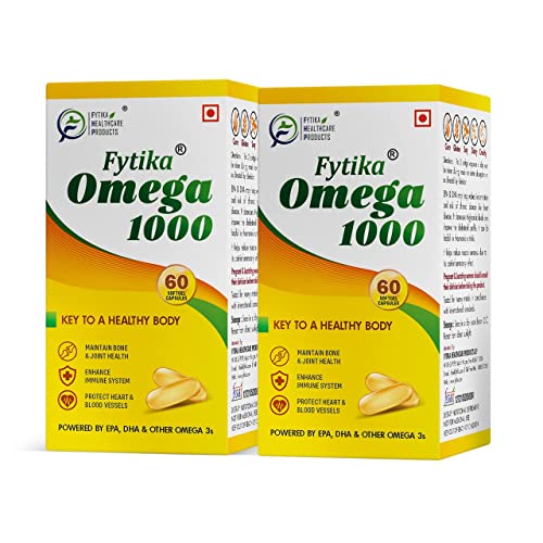 FYTIKA Omega 3 Fish Oil 1000mg for Heart, Eye, Skin, Brain, Joint & Muscle Support | Omega 3 1000mg DHA 240mg & Omega Fatty Acids 400mg (120 Capsules)