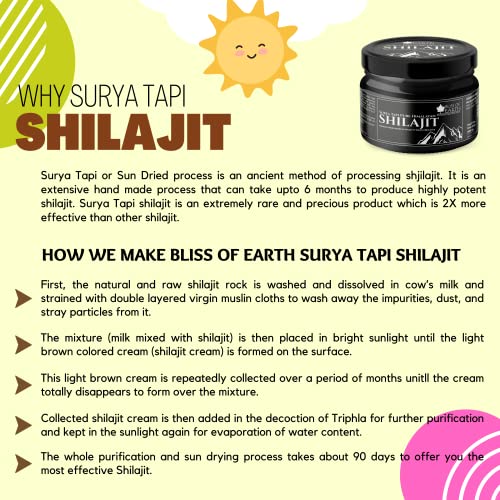 Bliss of Earth Original Surya Tapi Himalayan Shilajit Resin For Men & Women, 90 Days Sun Dried Premium Shilajeet/Mumio, 20gm