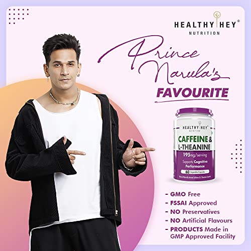 HealthyHey Nutrition Natural Caffeine Plus L-Theanine (60 Vegetable Capsules)