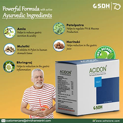 SDH Naturals ACIDON Tablets with Ayurvedic Herbs for Relief from Hyper Acidity,ulcers | All Natural | 10% discount