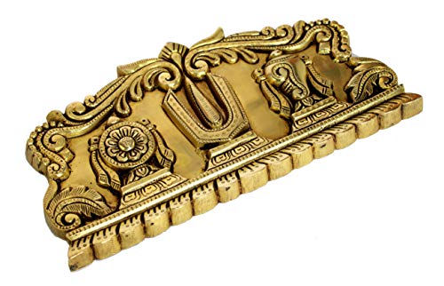 Brass Shankh Chakra Namah Showpiece | Padmanabha Swami | Vishnu | Home Decor (10 Inches)