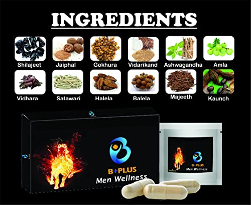 B+Plus Energy Capsule For Men| 20 Natural Herbs Shilajit Ashwagandha, Gokshura, Safed Musli, etc. | Pack of 30 Capsules