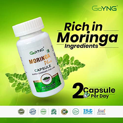 GoYNG Moringa Capsules - 500mg | Natural Nutrients & Antioxidants | 60 Capsules