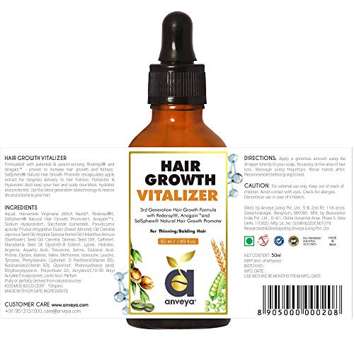 Anveya Hair Growth Vitalizer Serum, 50ml | Stimulates Hair Growth, Prevents Hair fall, Increases Hai, Anagain & Salsphere Natural Hair Growth Promoter