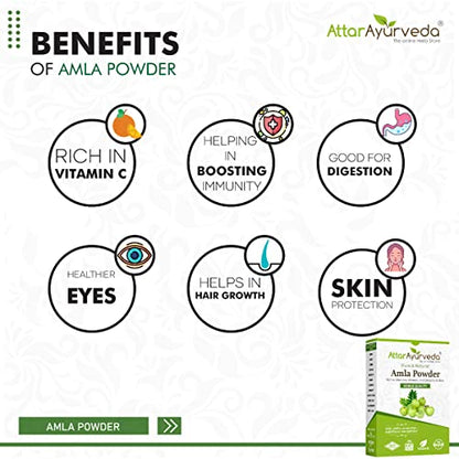 Attar Ayurveda Pure Amla Powder For Hair Growth | 100% Natural, No Preservatives (500 Gram)