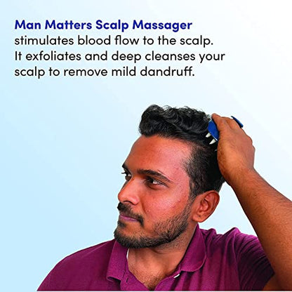 Man Matters Hair Scalp Massager | Head Massager | Helps to Exfoliate and Stimulates Scalp | Lightweight and Comfortable Grip | Blue