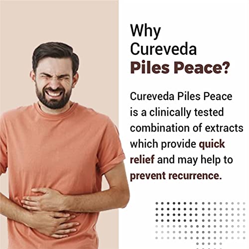 Cureveda Herbal Piles Peace Fast Relief Bavasir Hemorrhoid Support Piles (60 Tabs) Jimikand, Neem, Triphala