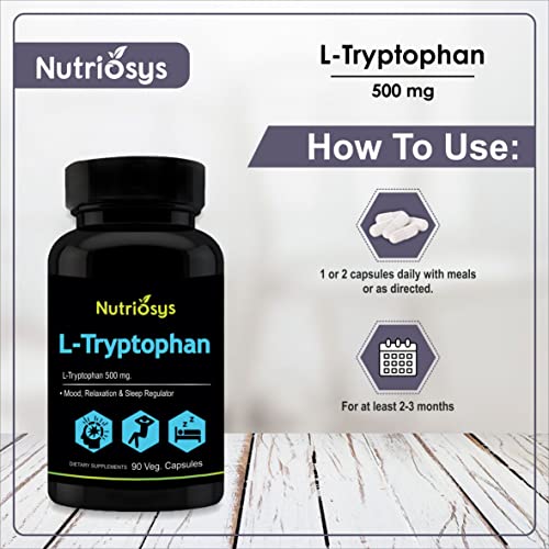 Nutriosys L-Tryptophan 500mg | 90 Veg Capsules | Pack of 2