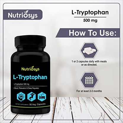 Nutriosys L-Tryptophan 500mg | 90 Veg Capsules | Pack of 2