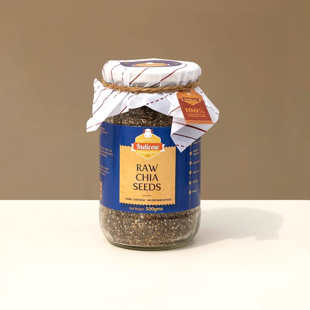 Achyutam Raw Chia Seeds | Organically produced | Glass Jar 500gms (Chia Seeds, 500gm)