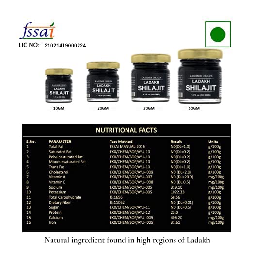 Kashmir Origin | Pure Ladakh Shilajit/Shilajeet Resin Form - 50g - Pack of 1