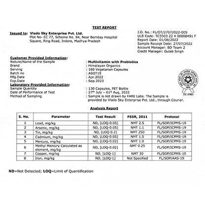 Himalayan Organics Multivitamin With Probiotics - 45 Ingredients Supplement For Men And Women | Vitaone & Joint Support | Gut health - 180 Veg Tablets