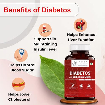 OSOAA Ayurvedic Diabetos - 13 Herbs | 60 Tablets with Karela, Berberies, Amla, Methi, Jamun