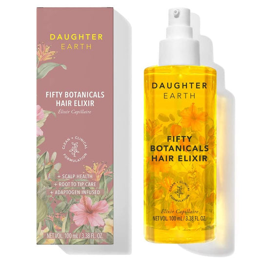 DAUGHTER EARTH Fifty Botanicals Hair Elixir | Hair Serum For Scalp Health Root To Tip Care | Stress airfall Rescue | Lightweight & Non-Greasy | 100 ml