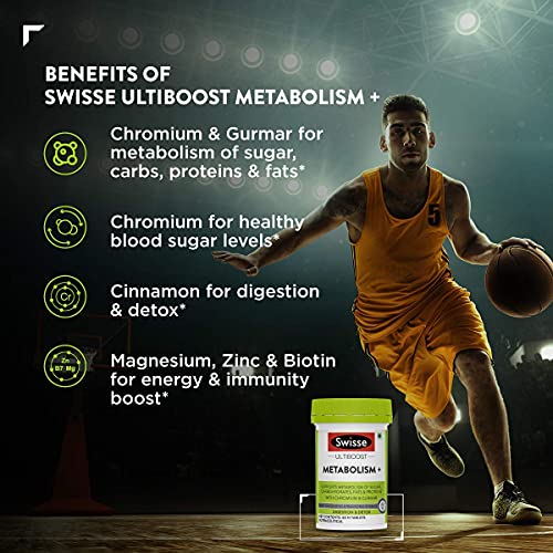 Swisse Metabolism+ With Chromium For Weight Management - Supports Digestion, Detox and Healthy Blood Sugar Levels - 60 Tablets