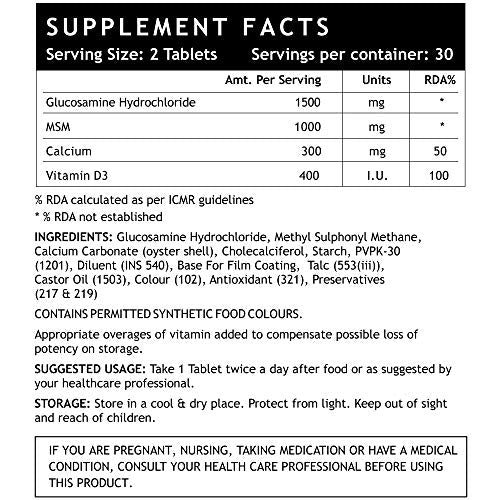 Inlife Glucosamine,Msm With Calcium & Vitamin D3 Supplement - 60 Tablets