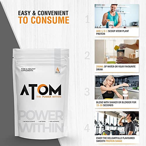 Asitis ATOM Plant Protein 1kg | 25g Protein | Amino Profile similar to Whey | Easy to Digest | Vegan