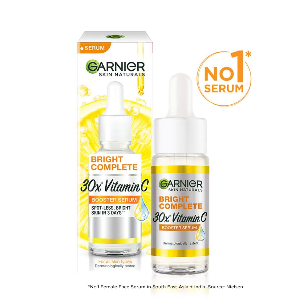 Garnier Skin Naturals, Face Serum, Brightening and Anti-Dark Spots, Bright Complete Vitamin C Booster, 15 ml