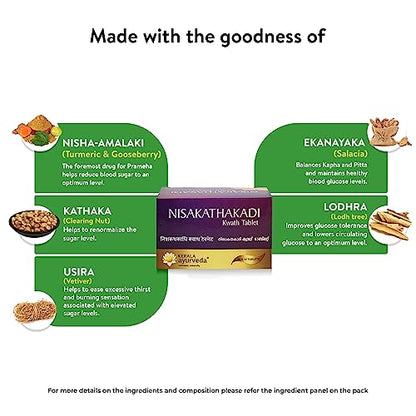 Kerala Ayurveda Nisakathakadi Kwath Tablet 100 Tablets | 100% Ayurvedic| With Haldi, Kathaka, Amla, Usira, Ekanayakam, and Lodhra