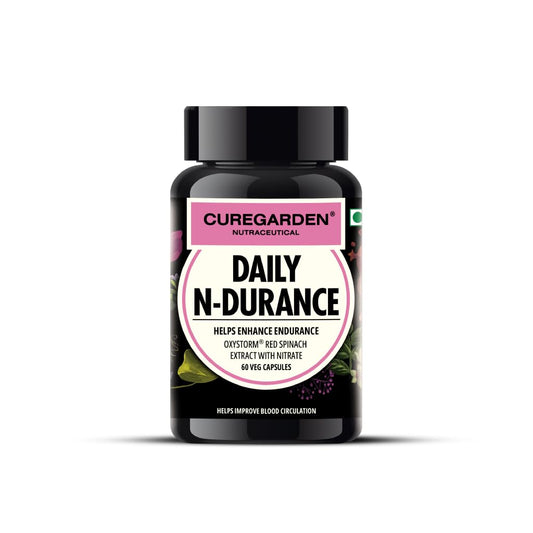 Curegarden Daily N-Durance Enhancer with powers from Red Spinach (Amaranthus)| Boosts Blood Circulatroves Cardiovascular Functions|400 mg| Veg Capsule