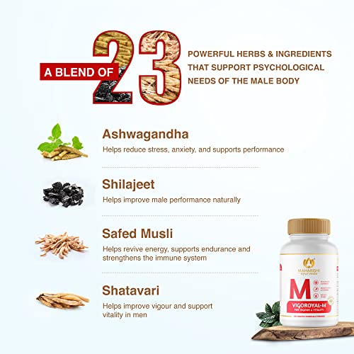 Shilajit Tablets | Maharishi Ayurveda Vigoroyal M & F Formulation For Vigor and Vitality| Contains Shilajeet, Ashwagandha and Gokshura 120 Tab