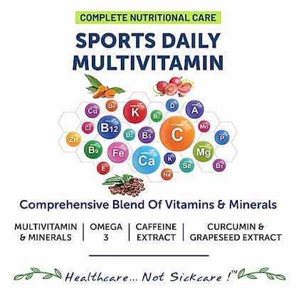 Bliss Welness Sports Multivitamin for Men & Women With Vitamin, A,C,D,E,B1,B2,B3,B5,B6,B12, Amino Acmina, Strength, Joint & Muscle Health - 60 Tablets