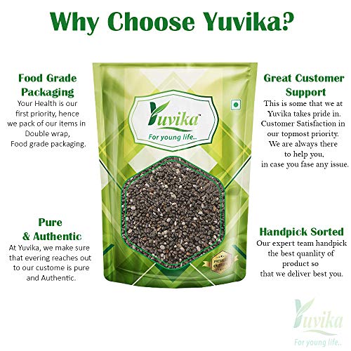 YUVIKA Chia Seeds - Omega 3 - Anti Oxidant - Gluten Free - Salvia Hispanica (400 Grams)