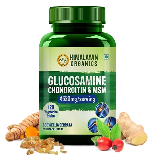 Himalayan Organics Glucosamine Chondroitin MSM with Boswellia | Cartilage & Joint Support Supplementelieves Pain and Stiffness - 120 Vegetarian Tablet