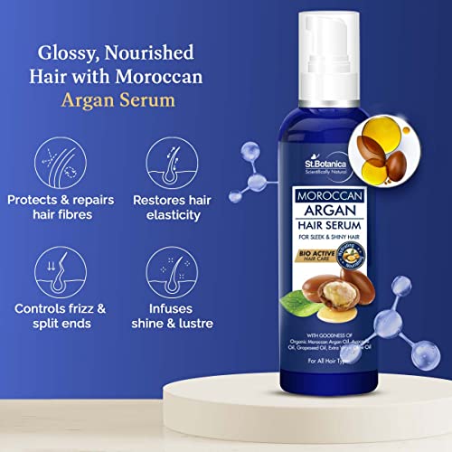 St.Botanica Moroccan Argan Hair Serum - Nourishing and Frizz Control Serum (With USDA Organic Argan Oil) 120ml