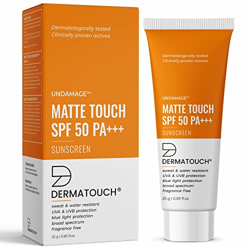 DERMATOUCH Matte Touch Sunscreen Cream SPF 50 PA+++ UVA & UVB Protection, Blue Light Protection, Sweat & Water Resistance For Unisex, 25g