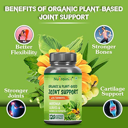 Nutrainix Plant-Based Joint Support with Turmeric and Ginger Extract, Stronger Bones and Cartilage Support - 120 Veg Caps
