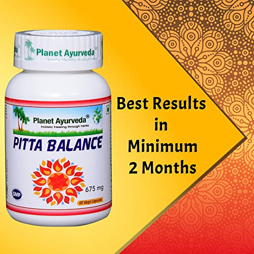 Planet Ayurveda Pitta Balance (60 Caps, Pack of 1) - Ayurvedic Medicine for Ulcerative Colitis | 100% Natural & Ayurvedic Formulation