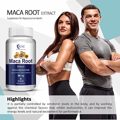 ANC Maca Root Extract 800mg For Reproductive Growth Improves Energy And Stamina Good For Men And Women 90 Capsules Pack of 4