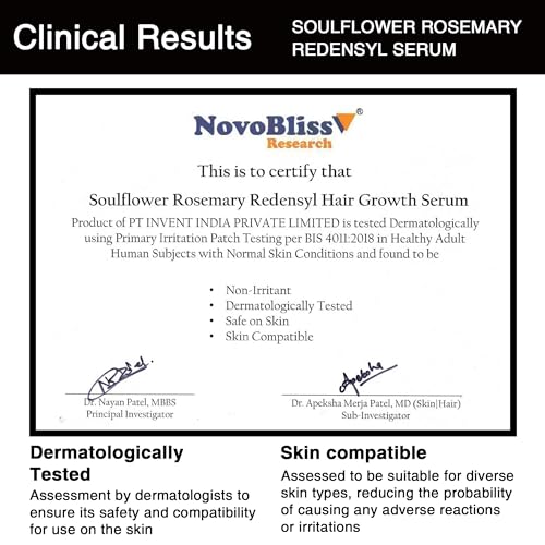 Soulflower Rosemary Redensyl Hair Growth Serum & Anti Greying Booster Concentrate|4% Anagain, 1% Mele, Chia Seeds & Rice Water for Men & Women | 30 ml