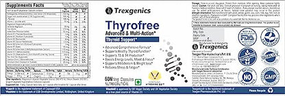 Trexgenics  THYROFREE Comprehensive Thyroid Support with Ashwagandha 5%, Natural Herbs, Tyrosine, MaSelenium & Chromium (60 Veg. Capsules) (Pack of 2)