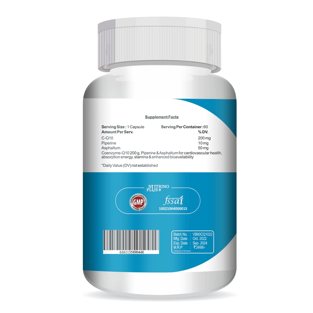 NutrinoPlus Coenzyme Q-10 Rich in Antioxidant, Promotes Heart Health & Boosts Energy 300Mg 60-Capsules