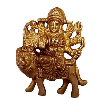 GURU JEE™ Brass Statue Maa Durga Goddess Statue Sherawali MATA Murti Maa Durga Idol for Home Decor Puja Temple Mandir Showpiece Gifts