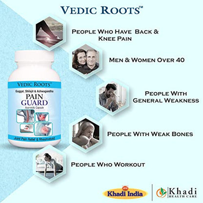 Vedic Roots Bansiwala Pain Guard/Pain Killer Ayurvedic Capsules (Herbal Formula) 60 Capsules // A Khadi India Product