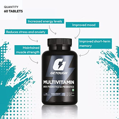 GETOUGH Multivitamin 24 VITAMINS & MINERALS, HERBAL EXTRACT, ANTIOXIDANT, PREBIOTIC & PROBIOTIC BLEND TABLETS FOR MEN & WOMEN