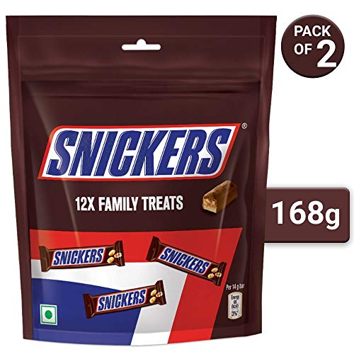 Snickers Family Treats Peanut Filled Chocolate Pouch, 2 X 168 g