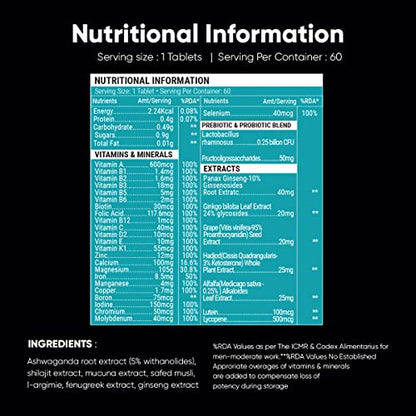 GETOUGH Multivitamin 24 VITAMINS & MINERALS, HERBAL EXTRACT, ANTIOXIDANT, PREBIOTIC & PROBIOTIC BLEND TABLETS FOR MEN & WOMEN