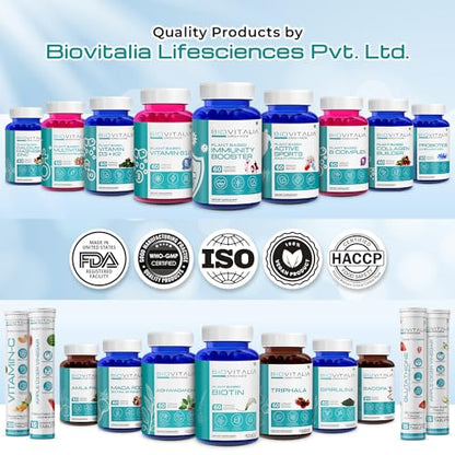 Biovitalia Organics Biotin 30mcg Capsule | Supports Hairs & Nails Growth | Promotes Hormonal Balanceary Supplement for Men & Women - 60 Vegan Capsules